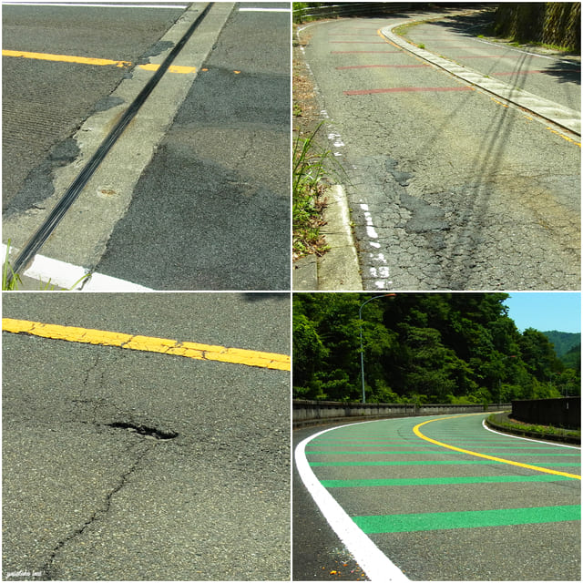 リアサスが跳ねる路面