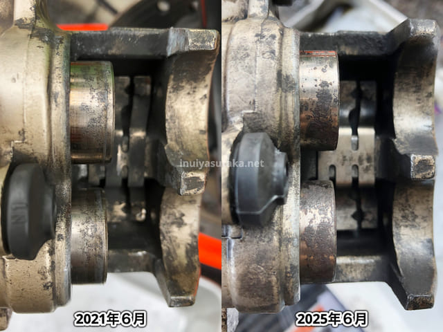 純正キャリパーピストン固着